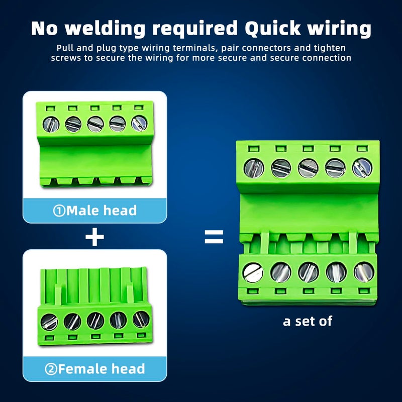 DaFuRui 28 Pairs 5.08mm Pitch PCB Mount Screw Phoenix Type Connector PCB Mount Screw Terminal Block Connector(12 Pairs 2PIN/10 Pairs 3PIN/4 Pairs 4PIN/2 Pairs 5PIN) - Image 4